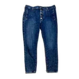 Y2K Express Button Fly Stretch Denim Jeans – Medium Wash, Slim Fit, High Rise
